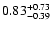 $\rm0.83_{-0.39}^{+0.73}$