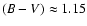 $(B-V)\approx 1.15$