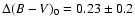 $\Delta (B-V)_0=0.23\pm 0.2$
