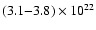 $(3.1{-}3.8) \times 10^{22}$