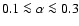 $0.1\la \alpha \la 0.3$