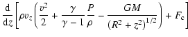 $\displaystyle \frac{{\rm d}}{{\rm d}z}\left[\rho v_z\left({v^2\over 2}+{\gamma\...
...mma-1}{P\over\rho}
-{GM\over\left(R^2+z^2\right)^{1/2}}\right)+F_{\rm c}\right]$