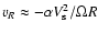 $v_R\approx -\alpha V_{\rm s}^2/\Omega R$