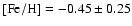 $\rm [Fe/H]=-0.45\pm0.25$