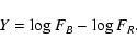 \begin{displaymath}%
Y = \log F_{B} - \log F_{R}.
\end{displaymath}