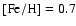 ${\rm [Fe/H]} = 0.7$