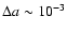 $\Delta a \sim 10^{-3}$