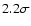 $2.2\sigma$
