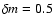 $\delta m=0.5$