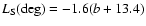 $L_{\rm S}(\deg)= - 1.6 (b + 13.4)$