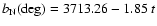 $b_{\rm N}(\deg) = 3713.26 - 1.85~ t$