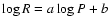 $\log R = a \log P +b$