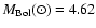 $M_{\rm Bol} (\odot) = 4.62$