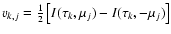 $v_{k,j} = {1\over 2} \left[I(\tau_k,\mu_j) - I(\tau_k,-\mu_j)\right]$