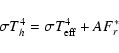 \begin{displaymath}\sigma T_h^4 = \sigma T_{\rm eff}^4 + A F_r^*
\end{displaymath}