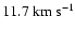 $11.7~{\rm
km~s^{-1}}$