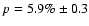 $p=5.9\% \pm0.3$