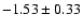 $-1.53\pm0.33$
