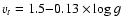 $v_t = 1.5{-}0.13 \times
\log g$