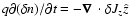 $q \partial (\delta n)/\partial t = - \mbox{\boldmath$\nabla$ }\cdot \delta J_z
\hat{z}$