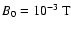 $B_0 = 10^{-3}\:\mbox{T}$