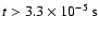 $t > 3.3 \times 10^{-5}\:\mbox{s}$