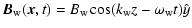 $\displaystyle \vec{B}_{{\rm w}}(\vec{x},t)= B_{{\rm w}} \cos(k_{{\rm w}} z - \omega_{{\rm w}} t) \hat{y}$