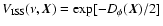 $V_{\rm ISS}(\nu,{\vec X}) = \exp [- D_\phi({\vec X})/2]$