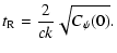 $\displaystyle t_{\rm R} = \frac{2}{c k} \sqrt{C_\psi (0) }.$