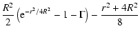 $\displaystyle \frac{R^2}{2} \left( {\rm e}^{-r^2/4 R^2} - 1- \Gamma \right) - \frac{r^2 + 4 R^2}{8}$
