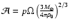 ${\mathcal
A}=p\Omega\left(\frac{3{M}_{\odot}}{4\pi\rho_0}\right)^{2/3}$