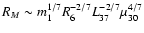 $R_{M}\sim
m_{1}^{1/7}R_{6}^{-2/7}L_{37}^{-2/7}\mu_{30}^{4/7}$