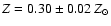 $Z=0.30\pm0.02~{Z_{\odot}}$