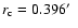 ${r_{\rm c}}=
0.396\hbox{$^\prime$ }~$
