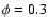 $\phi = 0.3$