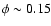 $\phi\sim 0.15$