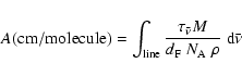 \begin{displaymath}{\it A} ({\rm cm/molecule)} = \int_{\rm line} \frac{\tau_{\ba...
...{M}} {d_{{\rm F}} \; {\it N}_{\rm A} \; \rho}\;{\rm d}\bar{\nu}\end{displaymath}