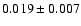 $0.019\pm0.007$