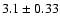 $3.1\pm 0.33$