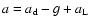 $a=a_{\rm d}-g+a_{\rm L}$