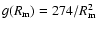 $g(R_{\rm m})=274/R_{\rm m}^2$