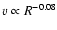 $v\propto R^{-0.08}$