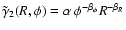 $\tilde\gamma_2(R,\phi)=\alpha~\phi^{-\beta_\phi}R^{-\beta_R}$