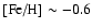 $\mbox{[Fe/H]} \sim-0.6$
