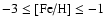 $-3 \leq \mbox{[Fe/H]} \leq -1$