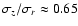 $\sigma_z/\sigma_r \approx 0.65$