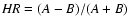 ${\it HR} = (A-B)/(A+B)$