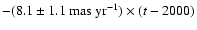 $-(8.1\pm1.1~{\rm mas~yr}^{-1}) \times (t-2000)$