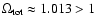 $\Omega_{{\rm tot}}\approx 1.013 > 1$