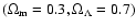 $(\Omega _{{\rm m}}=0.3,\Omega _\Lambda =0.7)$